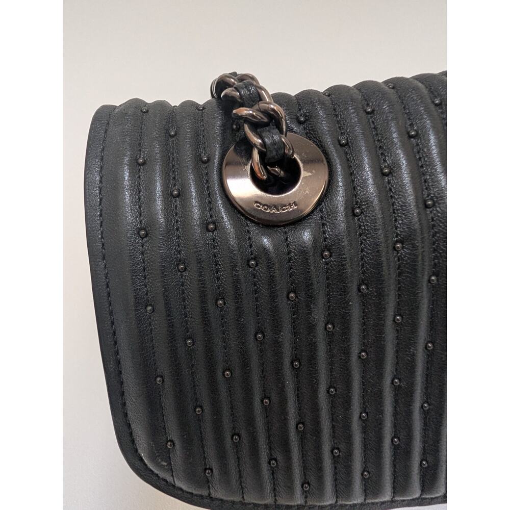 COACH Parker Quilted Black Shoulder Bag with Chain Strap - Picture 3 of 16